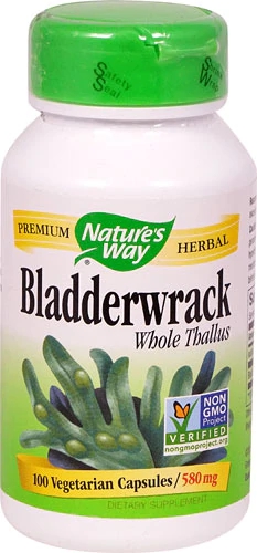 Nature's Way Bladderwrack 580mg - 100 Cápsulas Veganas de Algas Marinhas Ricas em Iodo