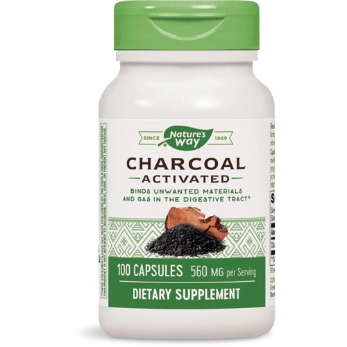 Carvão Ativado Nature's Way - 100 Cápsulas para Desintoxicação e Bem-Estar