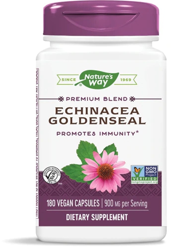 Nature's Way Echinacea Goldenseal 900mg - 180 Cápsulas Veganas