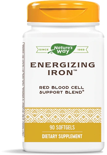 Nature's Way Energizing Iron™ - Suplemento de Ferro e Vitamina B12 com 90 Softgels