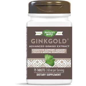 Nature's Way Ginkgold 60mg 75 Comprimidos - Saúde e Memória