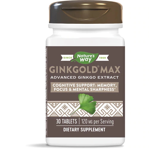 Nature's Way Ginkgold® Max - Extrato de Ginkgo Biloba 120mg - 30 Comprimidos - Suplemento para Memória e Circulação