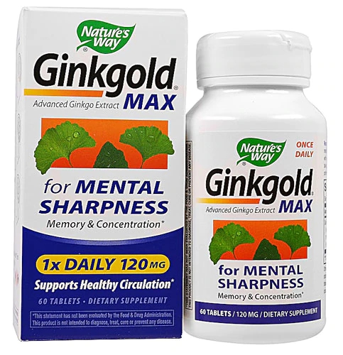 Nature's Way Ginkgold Max 120mg - 60 Comprimidos: Potencialize sua Memória e Foco