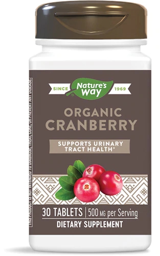 Nature's Way Cranberry Orgânico 500 mg - 30 Comprimidos para Saúde Urinária