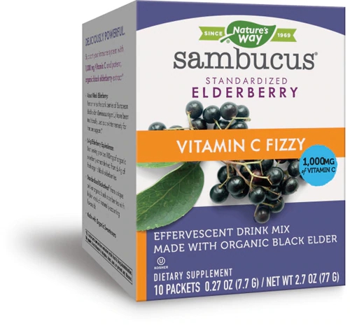 Nature's Way Sambucus Fizzy™ - 10 Sachês de Sabugueiro para Imunidade e Bem-Estar
