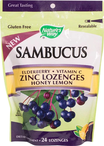 Nature's Way Sambucus Zinco Mel Limão Pastilhas - 24 Unidades - Suporte Imunológico