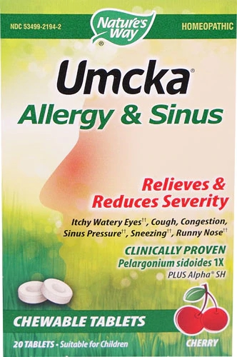 Nature's Way Umcka® Allergy & Sinus Sabor Cereja - 20 Comprimidos Mastigáveis