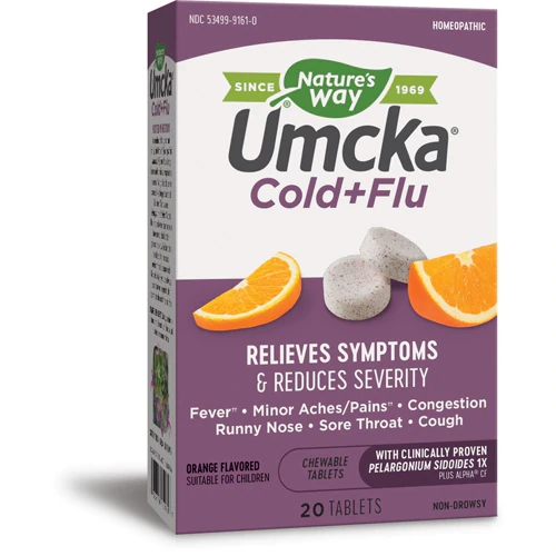Nature's Way Umcka® Cold + Flu Orange -- 20 Chewable Tablets