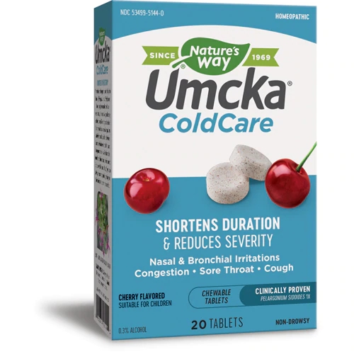 Nature's Way Umcka ColdCare Cereja 20 Comprimidos Mastigáveis - Alívio Natural para Resfriados