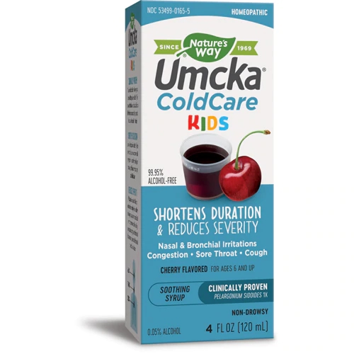 Xarope Umcka® ColdCare Cherry Nature's Way para Crianças - 118ml para Alívio da Tosse e Resfriado