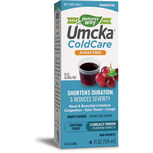 Xarope Umcka ColdCare Sem Açúcar Sabor Uva Nature's Way 118ml - Alívio Natural para Gripe e Resfriado