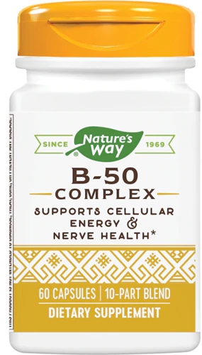Nature's Way Vitamin B-50 Complex 60 Cápsulas - Energia e Bem-Estar