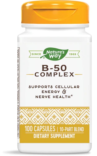 Nature's Way Vitamina B-50 Complex 100 Cápsulas - Essencial para Energia e Bem-Estar