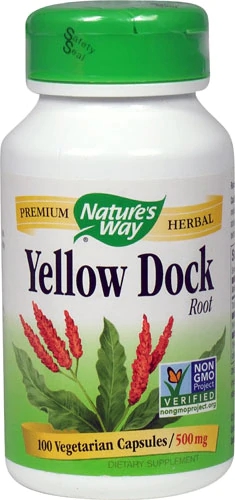 Nature's Way Raiz de Yellow Dock 500 mg - 100 Cápsulas Vegetarianas