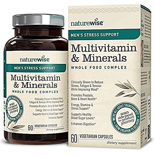 Naturewise Stress Support Multivitamínico Alimentos Integrais - 60 Cápsulas Vegetarianas