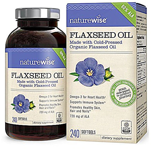 Óleo de Linhaça Orgânico Naturewise - 240 Cápsulas Softgel | Saúde Integral