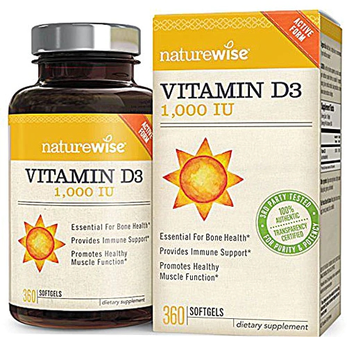 Naturewise Vitamina D3 1000 UI - 360 Cápsulas Softgel