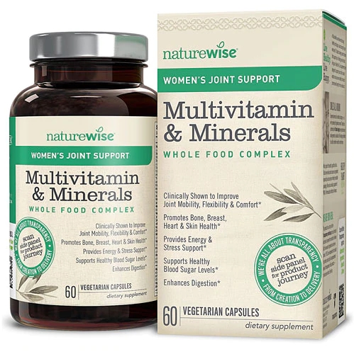 Naturewise Multivitamínico para Articulações Femininas com Complexo de Alimentos Integrais - 60 Cápsulas Vegetarianas