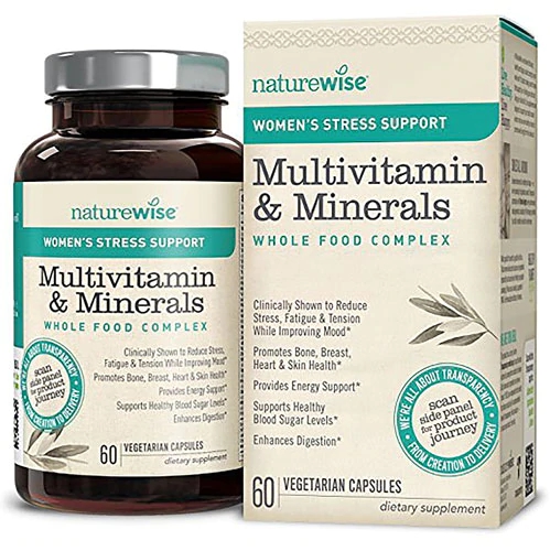 Naturewise Suporte Anti-Estresse Multivitamínico Completo para Mulheres - 60 Cápsulas Vegetarianas