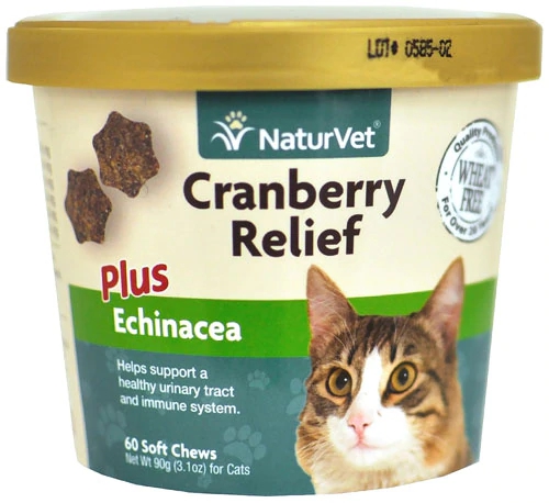 NaturVet Cranberry Relief Plus Echinacea para Gatos - 60 Mastigáveis Suaves