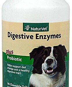 NaturVet Enzimas Digestivas com Probióticos - 90 Tabletes Mastigáveis para Cães e Gatos