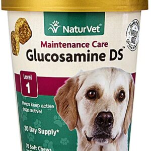 NaturVet Glucosamine DS™ Plus Level 1 para Cães - 70 Mastigáveis para Saúde das Articulações