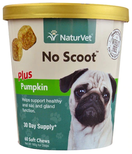 NaturVet No Scoot Plus Abóbora - 60 Mastigáveis Soft Chews para Saúde Digestiva Pet