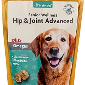 NaturVet Senior Wellness 120 Soft Chews: Suplemento Avançado para Articulações e Bem-Estar de Cães Idosos com Ômega 3 e 6