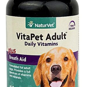 NaturVet VitaPet Adulto 60 Tabletes Mastigáveis: Hálito Fresco e Saúde Bucal para Cães