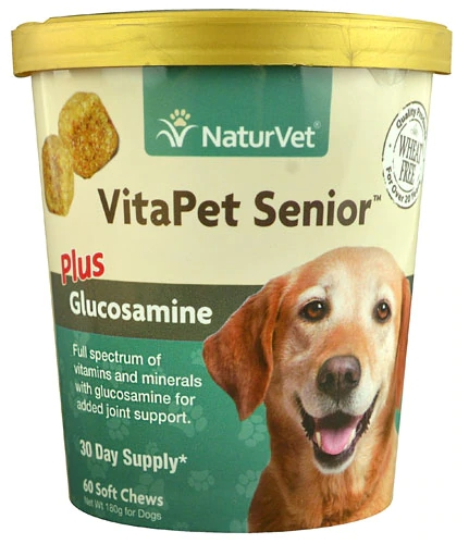 NaturVet VitaPet Senior Plus Glucosamina - 60 Chews Mastigáveis para Cães Idosos