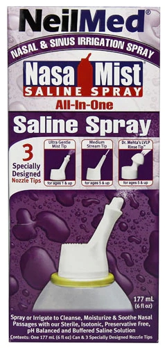 NeilMed NasaMist® Saline Spray All-In-One 3 Specially Designed Nozzle Tips -- 6 fl oz