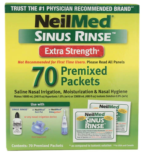 NeilMed Sinus Rinse™ Extra Strength: 70 Pacotes Pré-Medidos para Higiene Nasal Potente