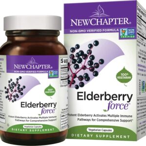 New Chapter Elderberry Force 30 Cápsulas Vegetarianas - Suporte Imunológico Natural