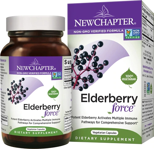 New Chapter Elderberry Force 30 Cápsulas Vegetarianas - Suporte Imunológico Natural