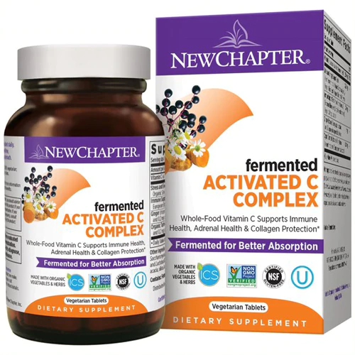 New Chapter Vitamina C Ativada Fermentada - 60 Comprimidos Vegetarianos para Imunidade e Energia