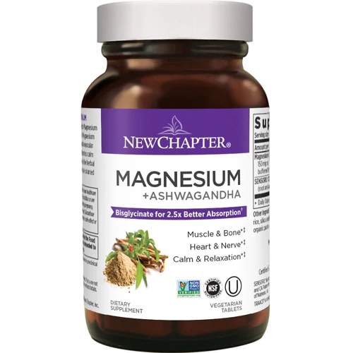 New Chapter Magnésio + Ashwagandha 30 Comprimidos Vegetarianos - Bem-Estar e Relaxamento