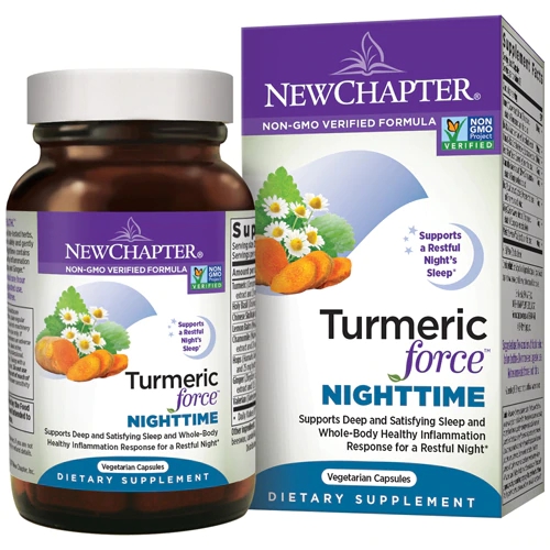 New Chapter Turmeric Force Nighttime 60 Cápsulas Vegetarianas - Bem-Estar Noturno Natural