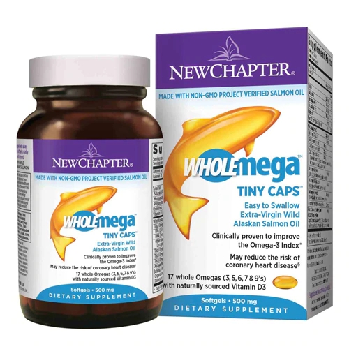 New Chapter Wholemega Tiny Caps Whole Fish Oil 500mg - 180 Softgels - Óleo de Peixe Integral