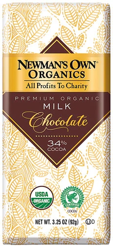 Barra de Chocolate ao Leite Orgânico Newman's Own 34% Cacau - 43g