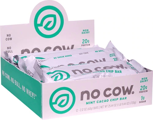 Barra de Proteína No Cow Sabor Menta Cacau - Caixa com 12 Unidades (Aprox. 60g cada)