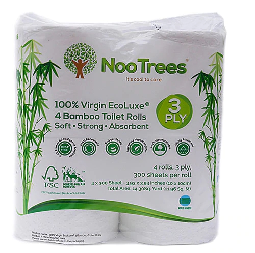 NooTrees 3 Ply Bamboo Toilet Rolls -- 4 Rolls