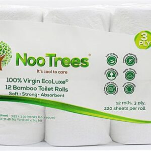 Rolos de Papel Higiênico de Bambu NooTrees 3 Folhas - Pacote com 12 Unidades