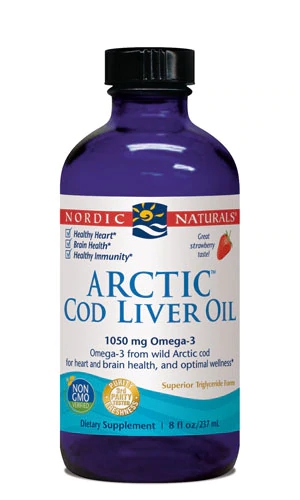 Óleo de Fígado de Bacalhau Nórdico Naturals Sabor Morango - 237ml