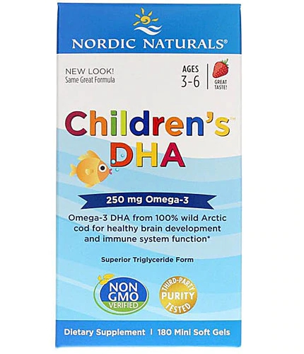 Nordic Naturals Children's DHA Morango 250 mg - 180 Cápsulas Gelatinosas para Crianças
