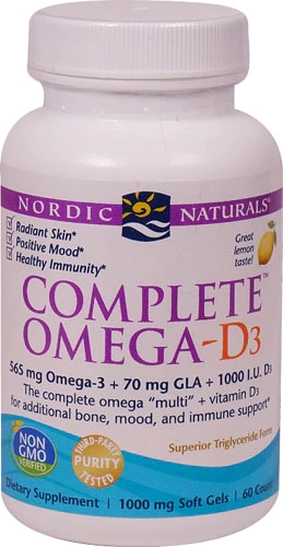 Nordic Naturals Complete Omega-D3 Limão 1000mg - 60 Cápsulas Gelatinosas