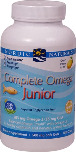 Nordic Naturals Complete Omega™ Junior Lemon -- 500 mg - 180 Softgels