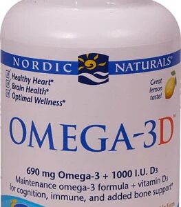 Nordic Naturals Ômega-3D™ Limão 1000 mg - 60 Cápsulas Gelatinosas
