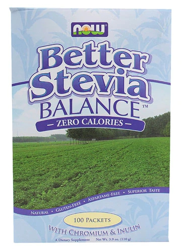 NOW Better Stevia Balance™ Adoçante Natural em Sachês - 100 Unidades