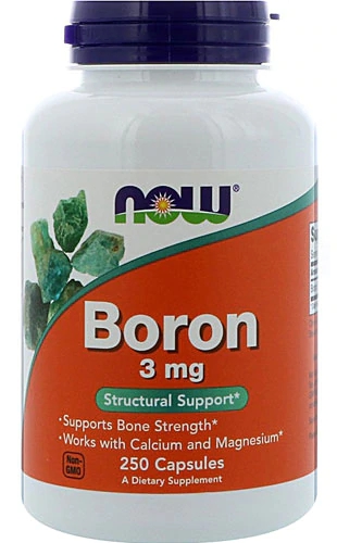 NOW Boron 3 mg - 250 Cápsulas Vegetais - Suplemento Essencial