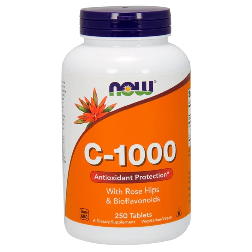NOW C-1000 com Rosa Mosqueta e Bioflavonoides - 250 Comprimidos | Imunidade e Antioxidante